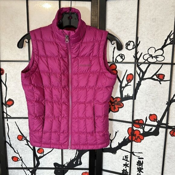 Marmot Duck Down Puffer Vest Womens Full Zip Jacket Size S Petite Hot Pink - Picture 6 of 6